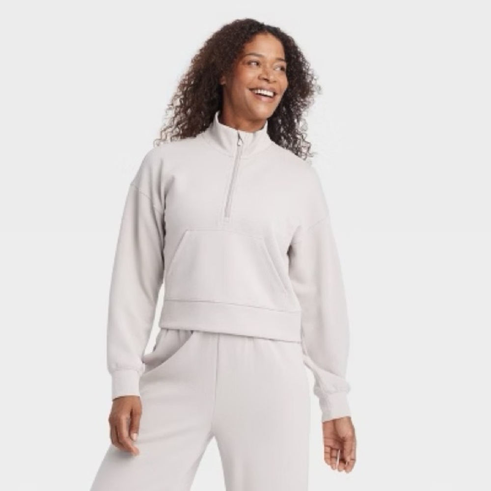 All in Motion Women's Off-White Half-Zip Sweatshirt
